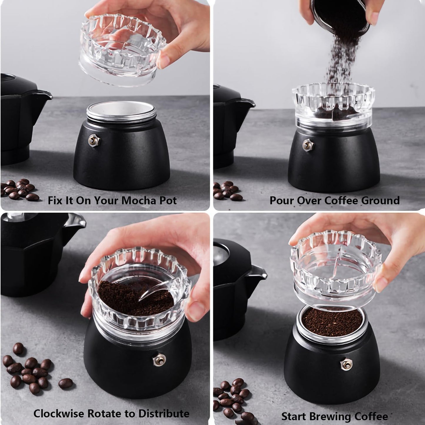 Moka Pot Dosing Ring and Coffee Dispenser - 2-in-1 Dosing Ring - Fast Dosing and Compaction (Large Size 8.4*8.4*3.9cm) - Image 5