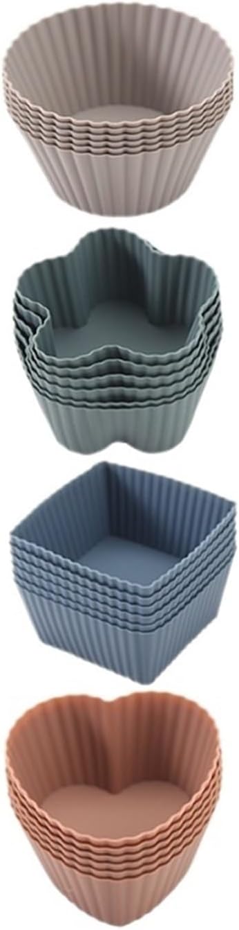 Paper Cupcake Cases – Mini Baking Pan – Mini Cake Molds – Baking Tools – Round, Square & Heart Shaped Silicone Molds – Heat Resistant, Reusable, Flexible and Non-Stick – Perfect for Baking, Parties & Birthdays – Pack of 24 - Image 5