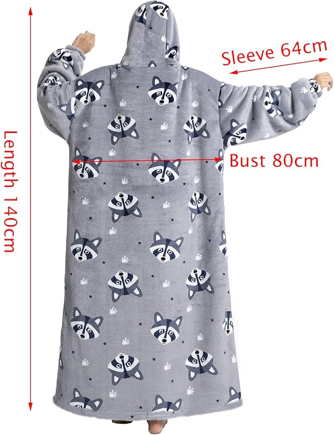 Oversized Hoodie Blanket - Super Soft & Warm - Layered Flannel with Sleeves - Beautiful Print - Fluffy & Non-Marking Interior - Odor-Free - One Size - Image 5