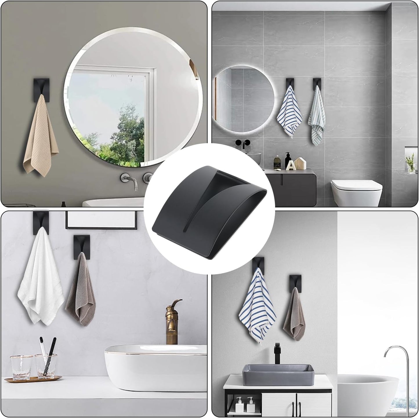 Stainless Steel Tea Towel Holder - Set of 4 - Self-Adhesive Towel Clip - No Drilling Required - For Kitchen & Bathroom - Image 4