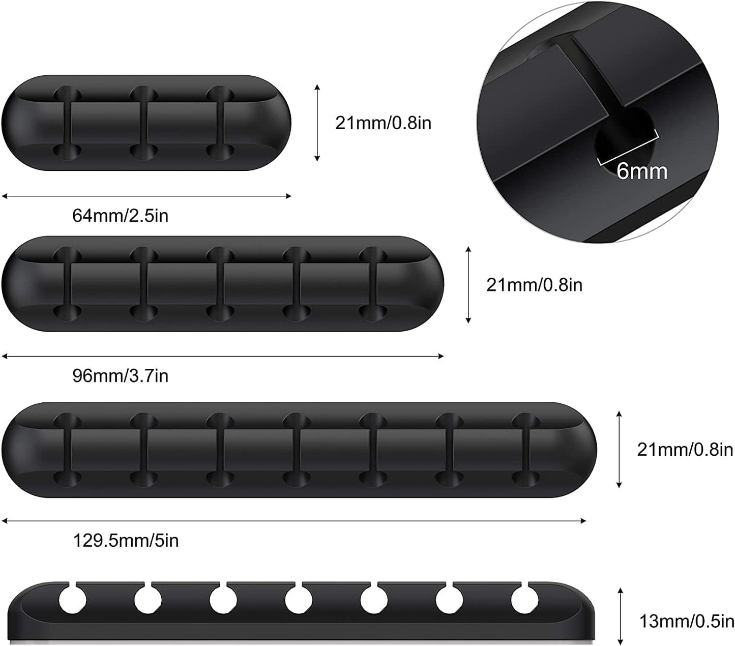 Black Cable Clips - Set of 3 - Self-Adhesive Cable Holders - Cable Management for Desk & Office - Image 4