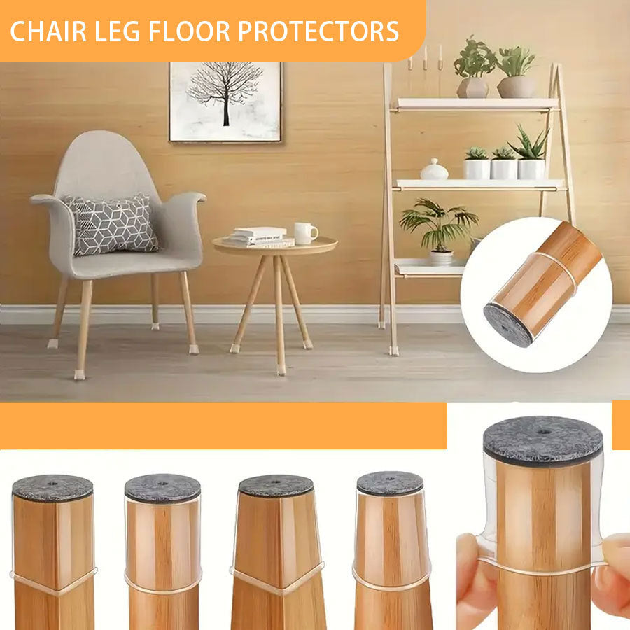 Chair Leg Caps Set of 24 - Ø 16-22 mm - Round - Transparent Silicone - Floor Protectors for Wooden Floors - Image 3