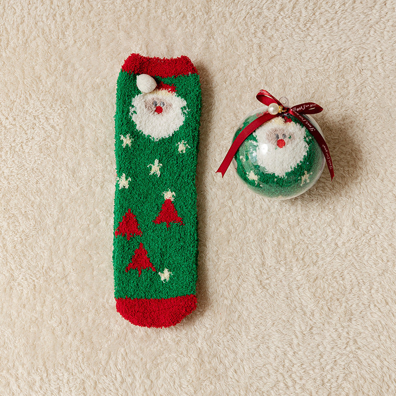 Christmas Socks Women - House Socks - Warm Winter Socks - Fluffy Socks - Christmas Gift Woman - In Christmas Ball - Slipper Socks - Soft Socks - Santa Claus - Holidays - Gift for Her - Funny Socks - Bed Socks - Red Green - One Size - 1 Piece - Image 7