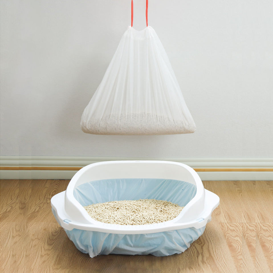 Cat Litter Bags - Cat Litter Liner - Cat Litter Bags - With Drawstring - Extra Strong - Cat Litter Bags - Hygiene - Leakproof - Thick Plastic Bags - Cat Accessories - Cleaning - Universal - Large Size - Tear-resistant - White - 3 pieces - Image 6