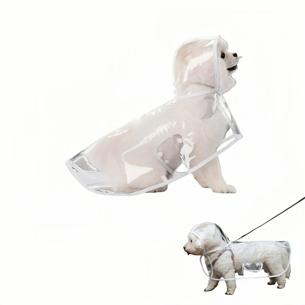 Waterproof Dog Raincoat with Hood, Transparent Lightweight Pet Rain Poncho for Walks, Wet Weather and Outdoor Use, Transparent