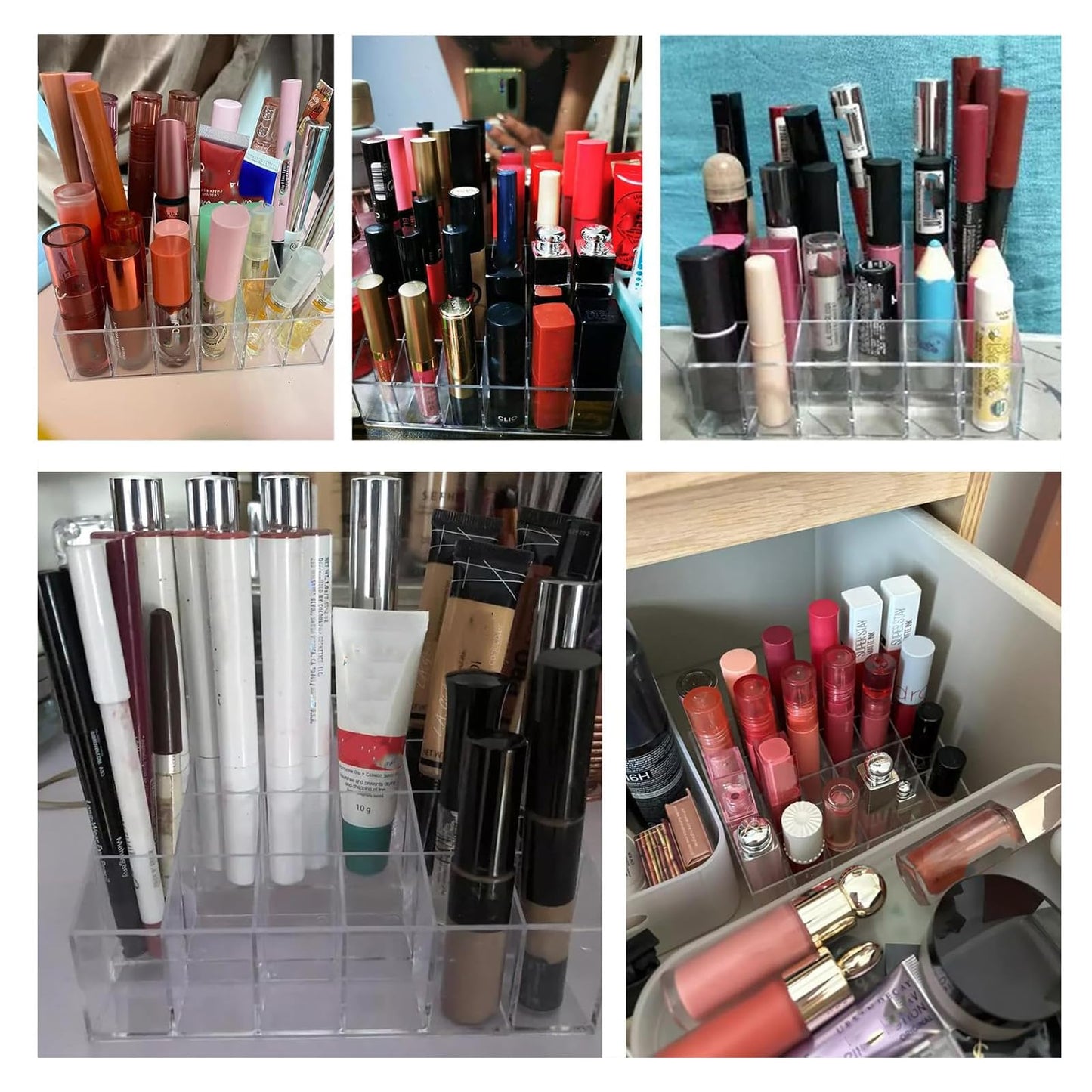 Makeup Organizer - Lipstick Holder - Cosmetics Storage - Nail Polish Display - Drawer Organizer - Lip Gloss Holder - Bathroom Accessories - Acrylic Holder - Essential Oil Rack - Mascara Storage Box - Sorting Tray - Transparent - 1 Piece - Image 6