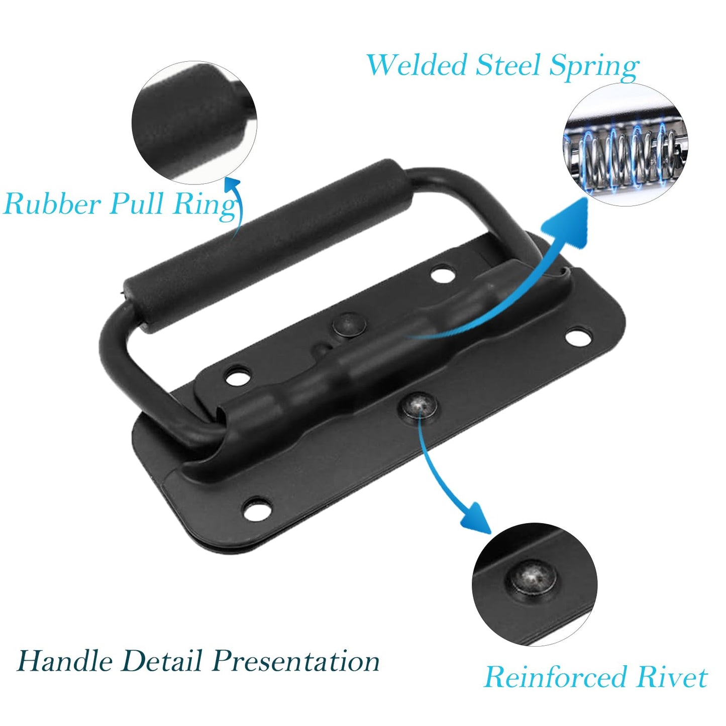Handle - Tool Box Handle - Cabinet Handle - Tool Handle - Tool Set Handle - Tool Case Handle - Tool Bag Handle - With Grip - Black - Pack of 2 - Image 6