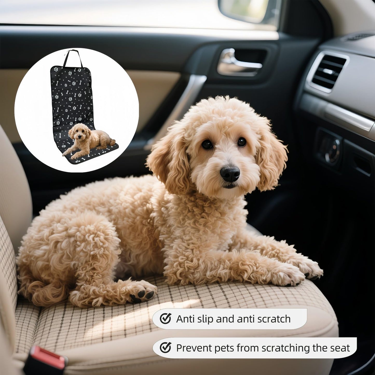 Dog Blanket Car - Car Seat Cover Dog - Seat Protector Car - Front Seat Cover - Waterproof - Dog Rug - Car Accessories Pet - Anti Hair - Black - 1 Piece - Image 8