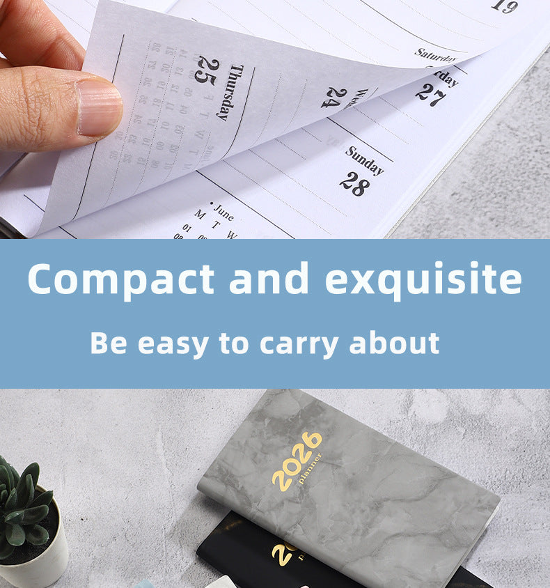 Pocket diary 2026 - A6 diary - Weekly planner - Yearly planner - Organizer - Planner book - 2026 diary for women - School diary - Weekly diary - Compact diary - Diary - Planning tool - Small diary - Marble design - Pink - 1 piece - Image 8