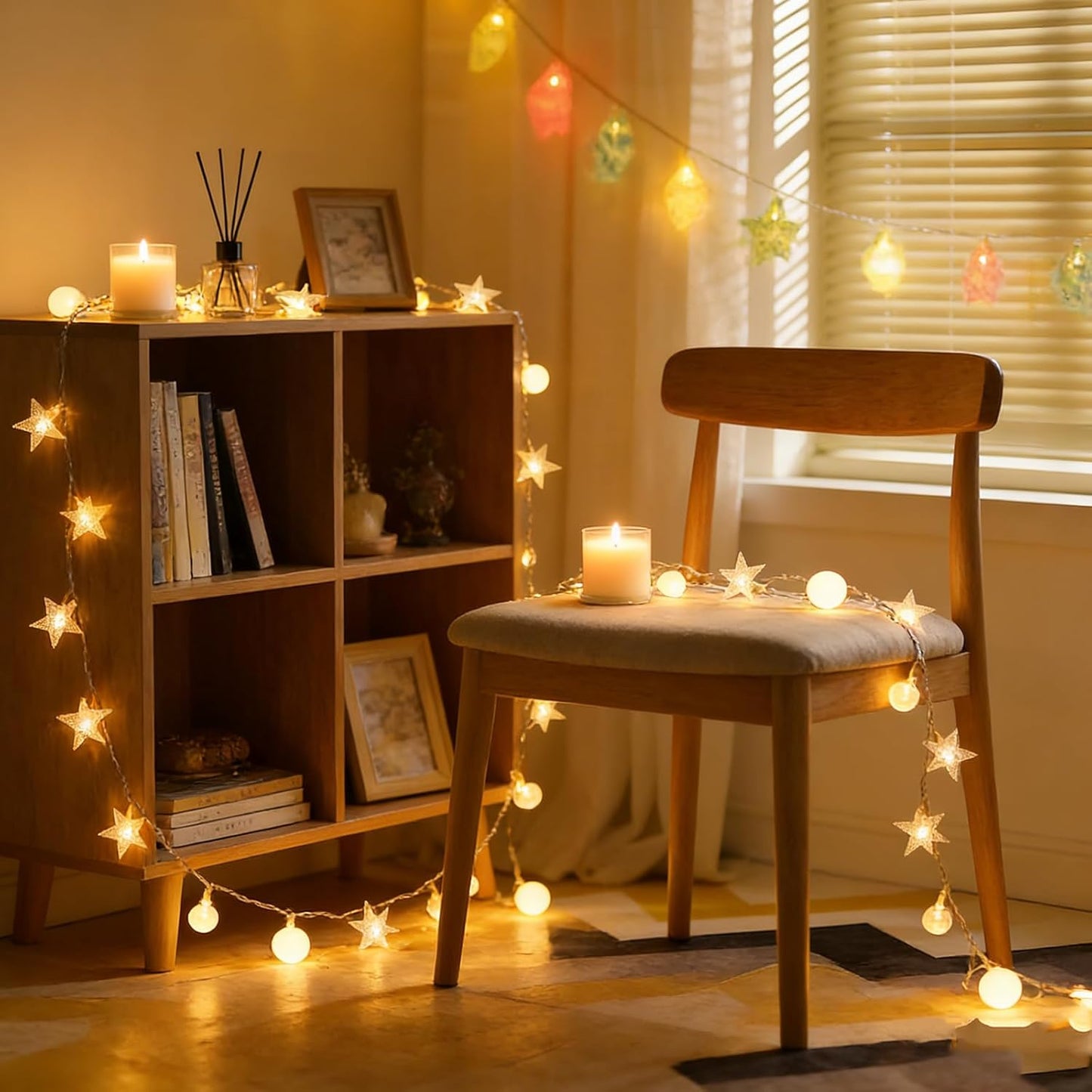 Fairy Lights - Mood Lighting - Indoor Christmas Lights - Fairy Lights - Stars and Bulbs - Party Lights - Living Room Decoration - Bedroom - Battery Operated - LED Lighting - Christmas Lights - 3 Meters - 20 Lights - Warm White - 1 Piece - Image 8