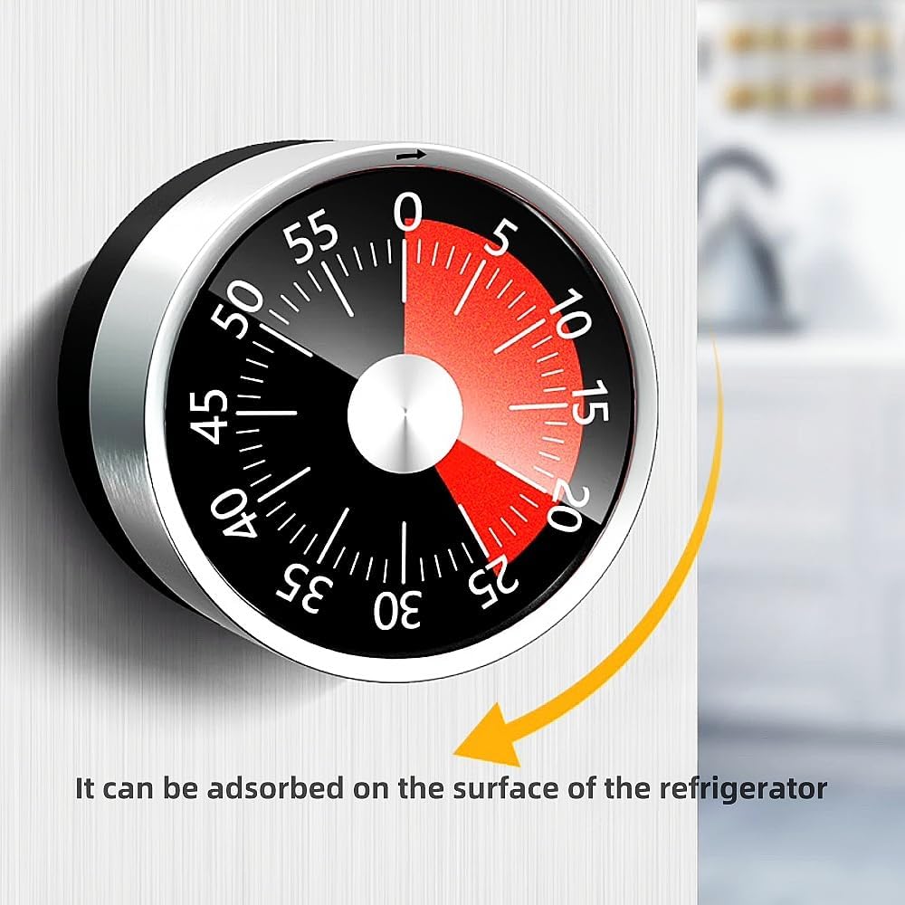 Kitchen Timer - Timer - Kitchen Timer - Egg Timer - Stopwatch - Mechanical Timer - Time Clock - Pomodoro - Kitchen Utensils - Cooking Utensils - Baking Utensils - Gadgets - Alarm Clock - Clock - Stainless Steel - Magnet - Cooking - Black - 1 Piece - Image 6