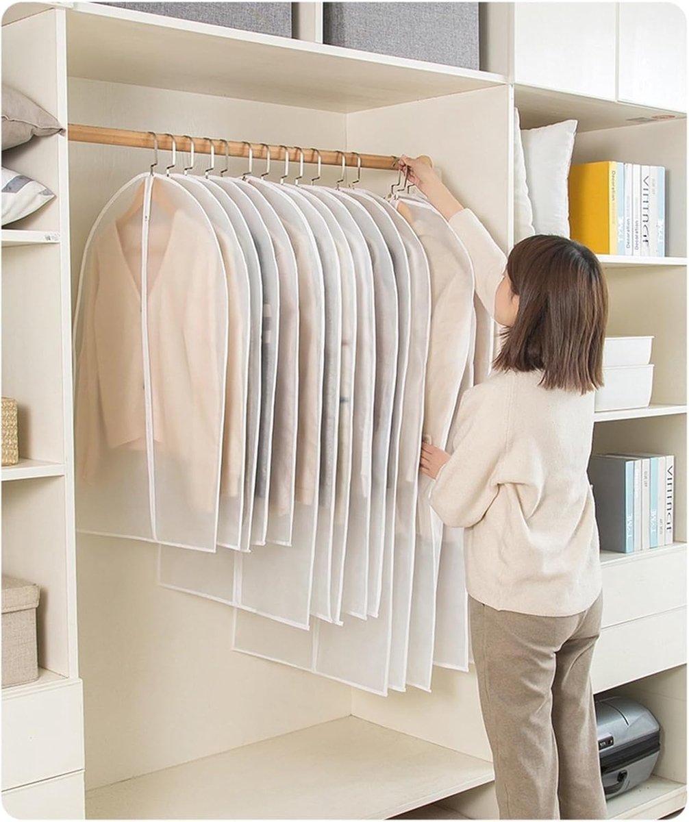5-piece - Garment bag - dust bag - dust cover - clothing storage bag - central zipper - storage accessories - suitable for wardrobe storage and travel - white - 60*120 cm - Image 7