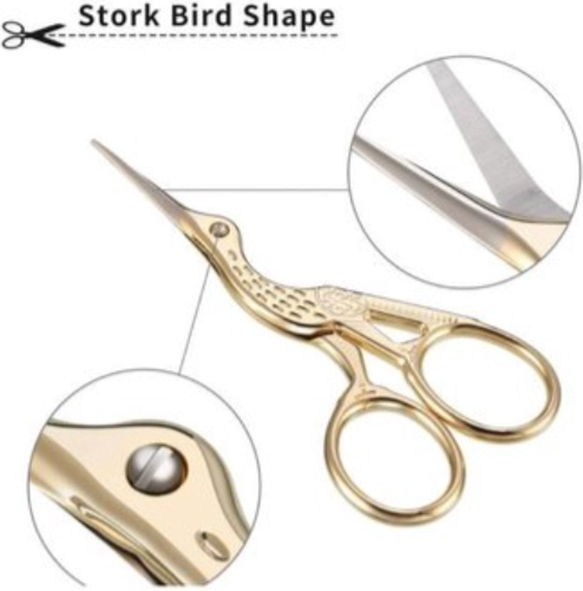 Textile Scissors | Embroidery Scissors | Fabric Scissors | Stork Scissors Model | Craft Scissors | GOLD - Image 2