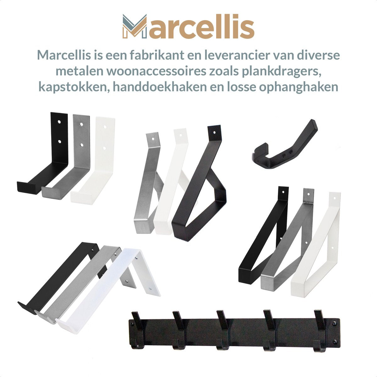 Marcellis - 1x Industrial towel hook - towel holder - hanging hook - 6 hooks - stainless steel - Image 8