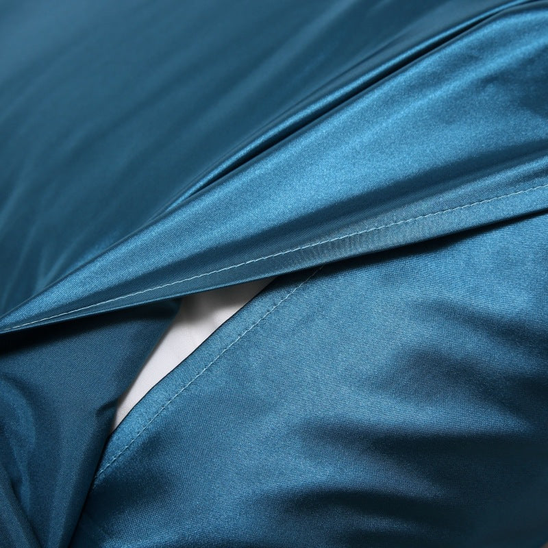 A pair of solid-color silk-like pillowcase pillowcase and envelope pillow (coffee color) - Image 4