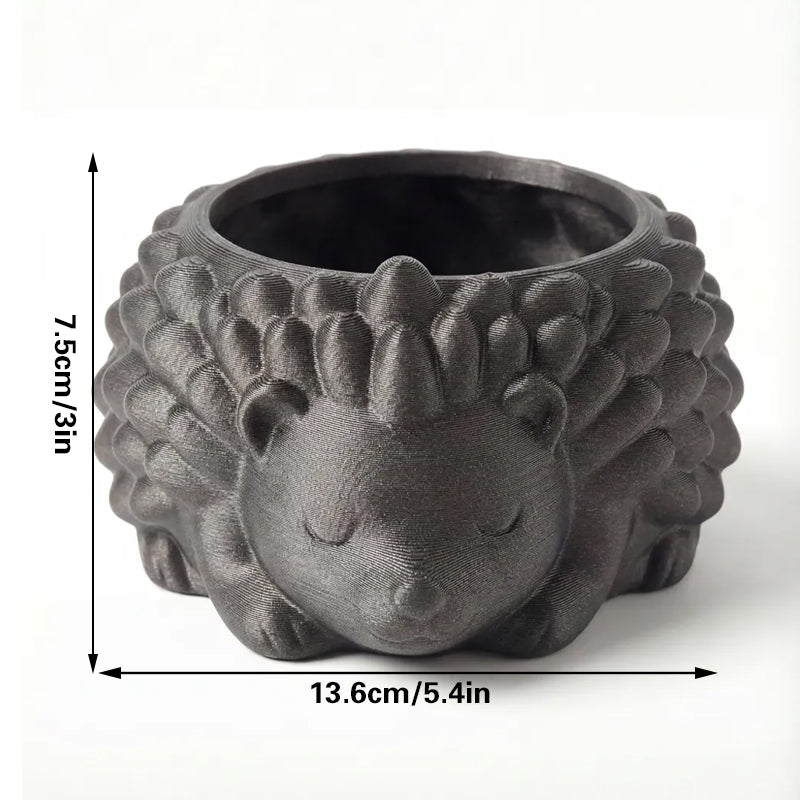 3D printed animal flower pots suitable for home and garden. Gray hedgehog single piece. - Image 2