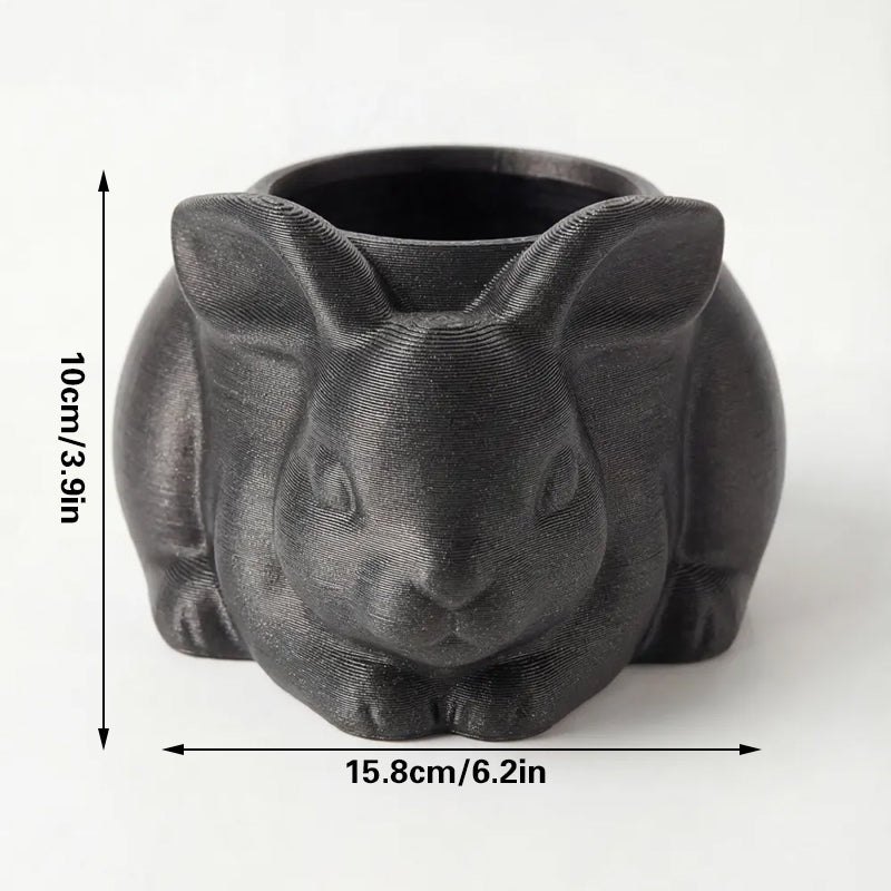 3D printed animal flower pots suitable for home and garden. Gray rabbit single piece. - Image 2