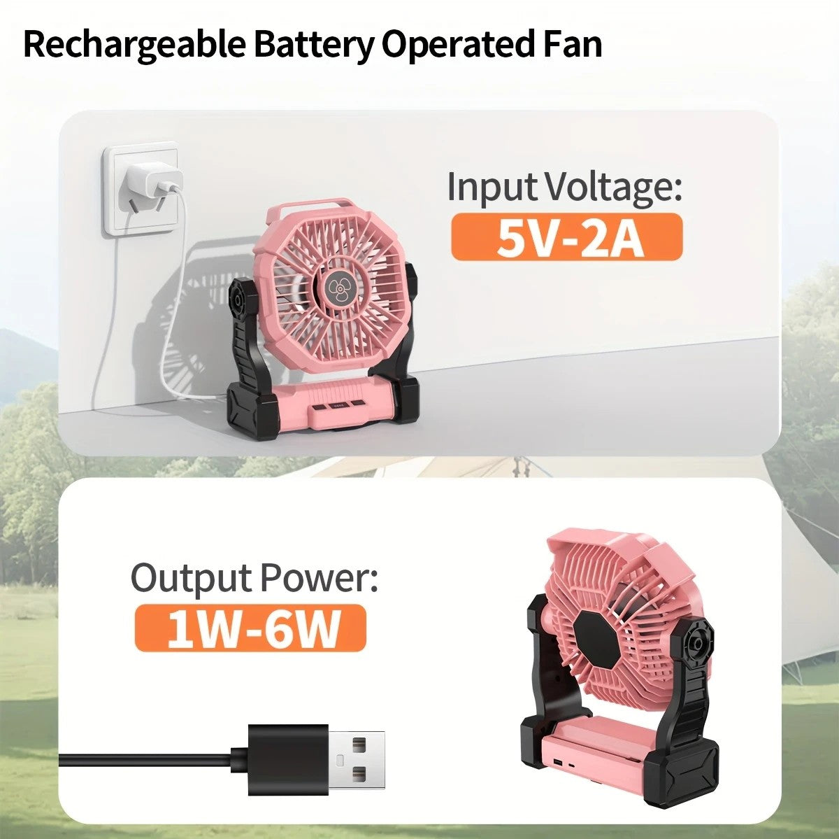 2-in-1 Portable Fan & Light, Quiet & Cool for Outdoor Use black - Image 9