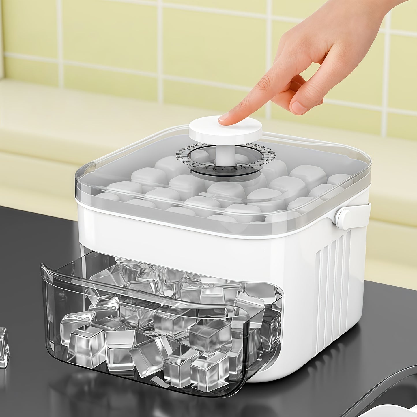1PC Refrigerator Ice Cube Mold, Manual Press Two-Layer Design, Large Capacity Food-Grade PP Material, Suitable for Refrigerator Ice Making – Essential Kitchen Tool, 50-Cavity Ice Tray with Container, Practical Household Drink Ice Organizer.WHITE - Image 8