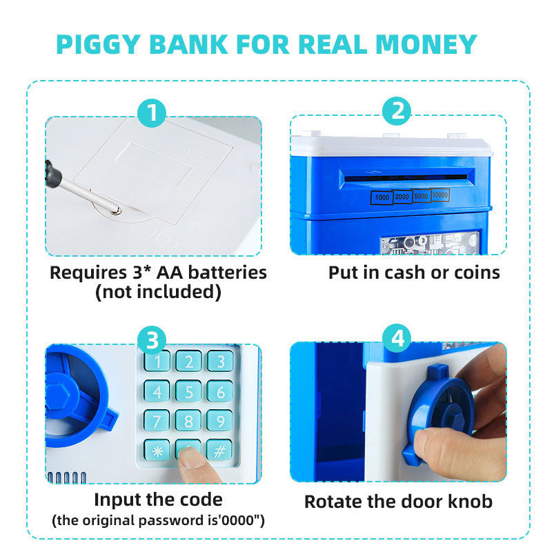 Children's Password Piggy Bank, Stores Coins & Paper Money, Auto Roll-Up, Sound & Light Interaction, Fosters Good Savings Habits. Battery Not Included.BLUE - Image 9