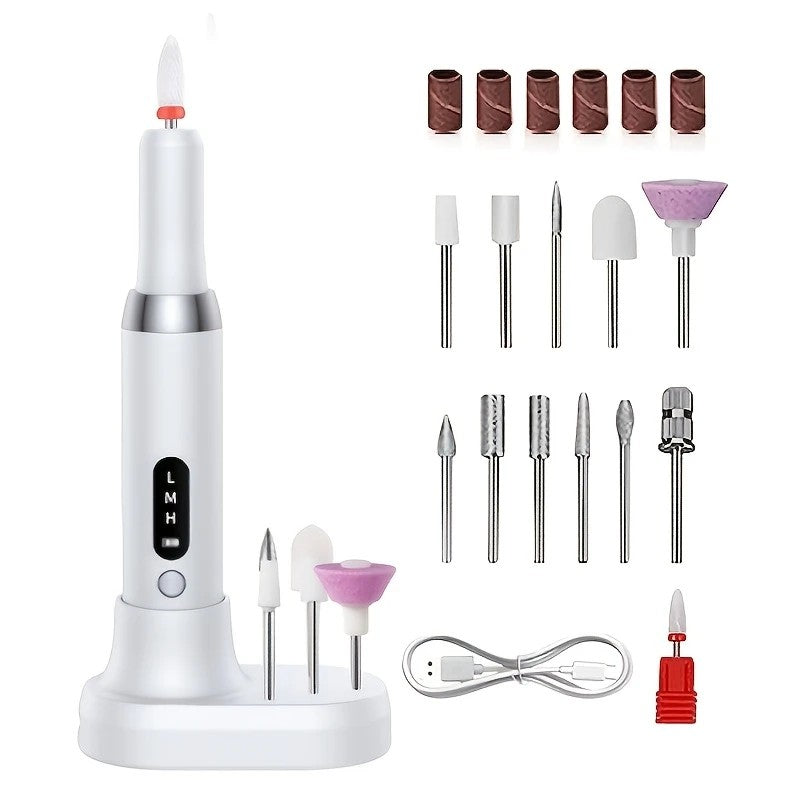 Pink Wireless Charging Nail Drill, 3-Speed Adjustable, Professional-Level Care in One Tool - Image 8
