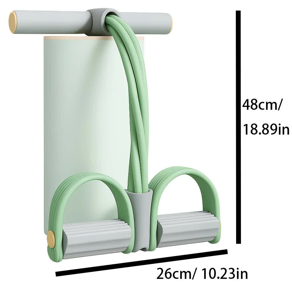 Home-use six-tube resistance band with non-slip pedals and quiet rebound. Targets multiple muscle groups for full-body fat burning, shaping, and stretching. Portable and suitable for all.Green - Image 9
