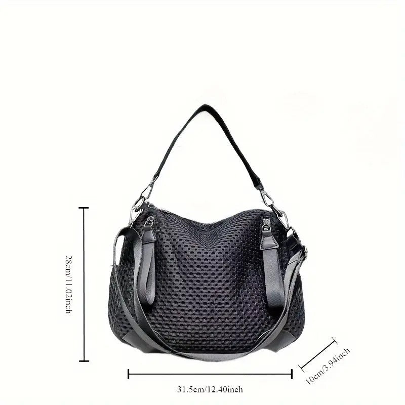 Women's fashionable mesh-paneled crossbody bag, large-capacity lightweight mesh travel vacation sports bag. - Image 9