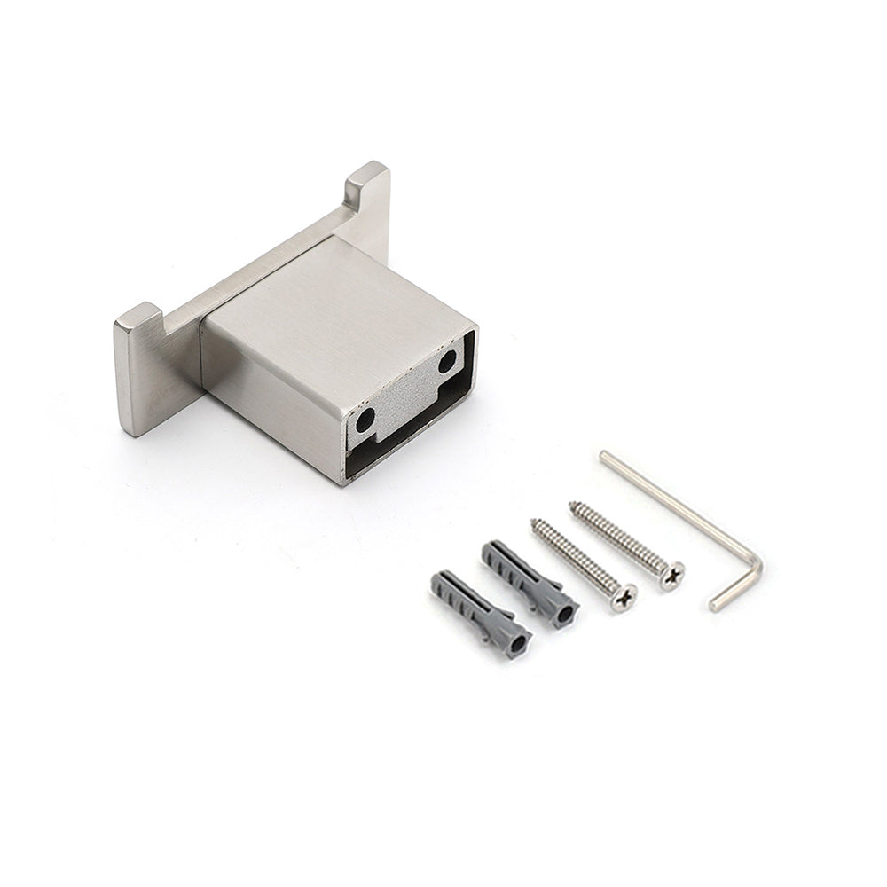 Brushed Nickel SUS Square Robe Hook Clothes Towel Holder Hanger Wall Mounted Kit - Image 4