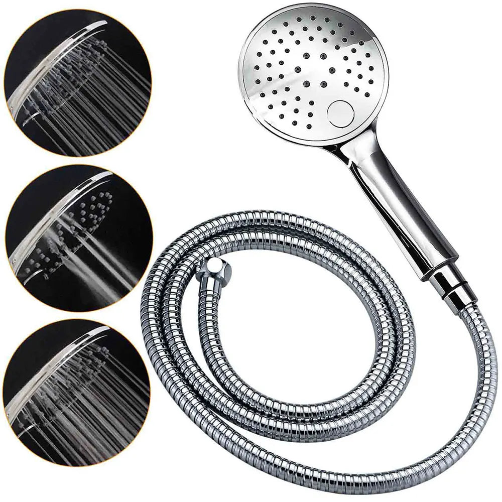 Chrome 9" Plastic Rain Shower Head 3 Modes Handheld Rose Slide Rail Diverter Switch Set - Image 7