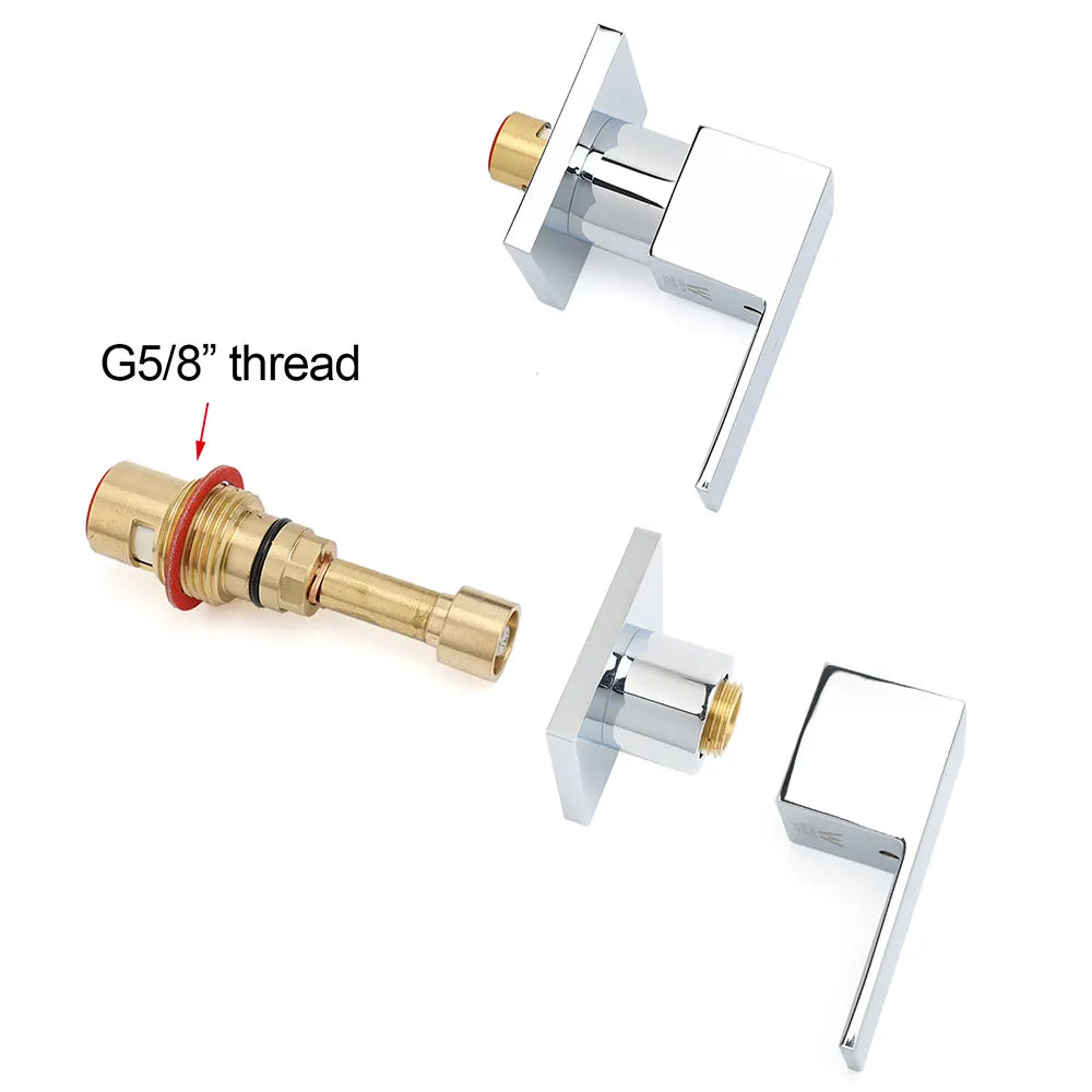 Watermark Chrome Square 1/4 Turn Wall Twin Taps Brass For Shower Head Vanity Basin Spout - Image 4