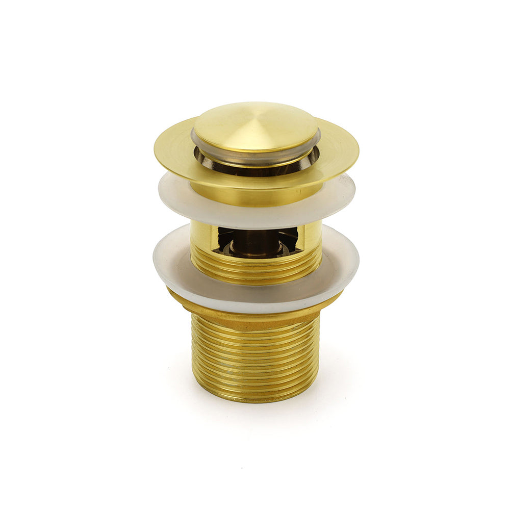 Brushed Gold 32mm Pop Up Push Waste Plug With Overflow Basin Sink Drain Outlet - Image 5