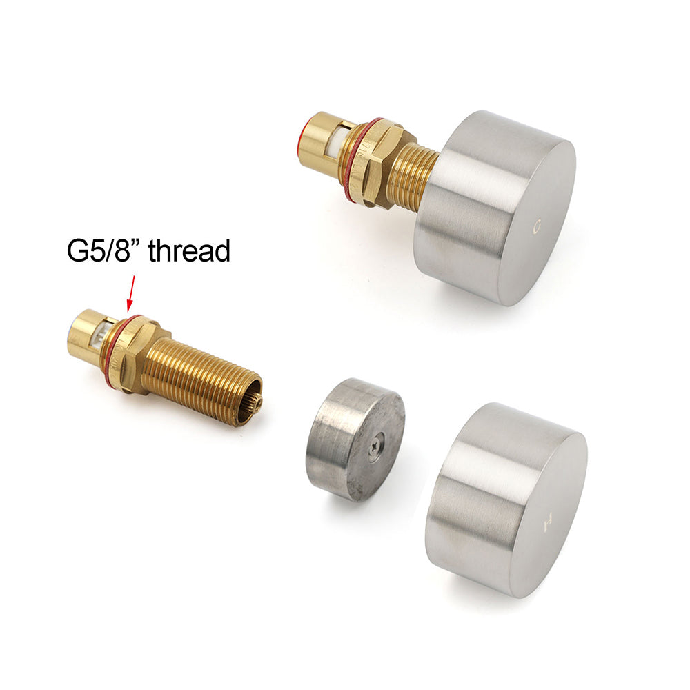 Brushed Nickel Round 1/4 Turn Twin Shower Taps Set Hot Cold Switch Vanity Mixer - Image 4