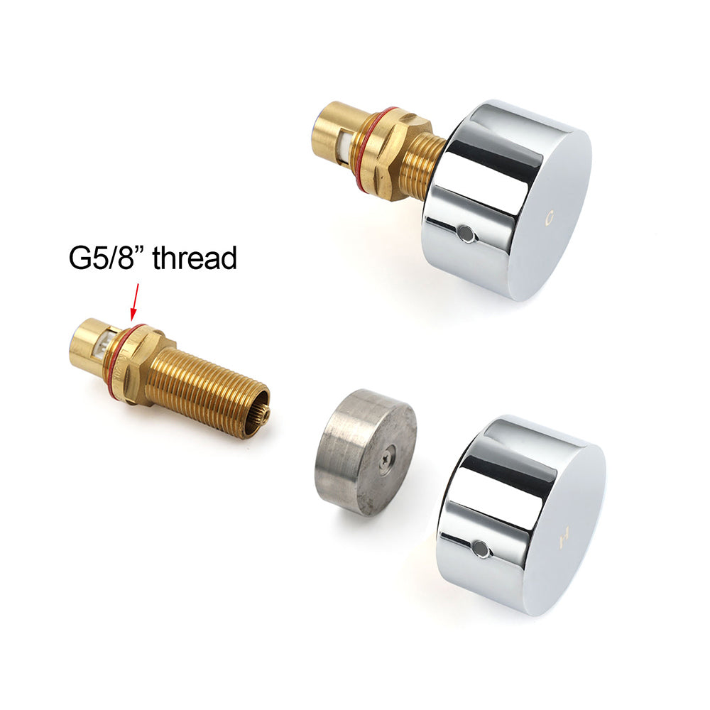 Polished Chrome Round 1/4 Turn Twin Shower Taps Set Hot Cold Water Switch Mixer - Image 4