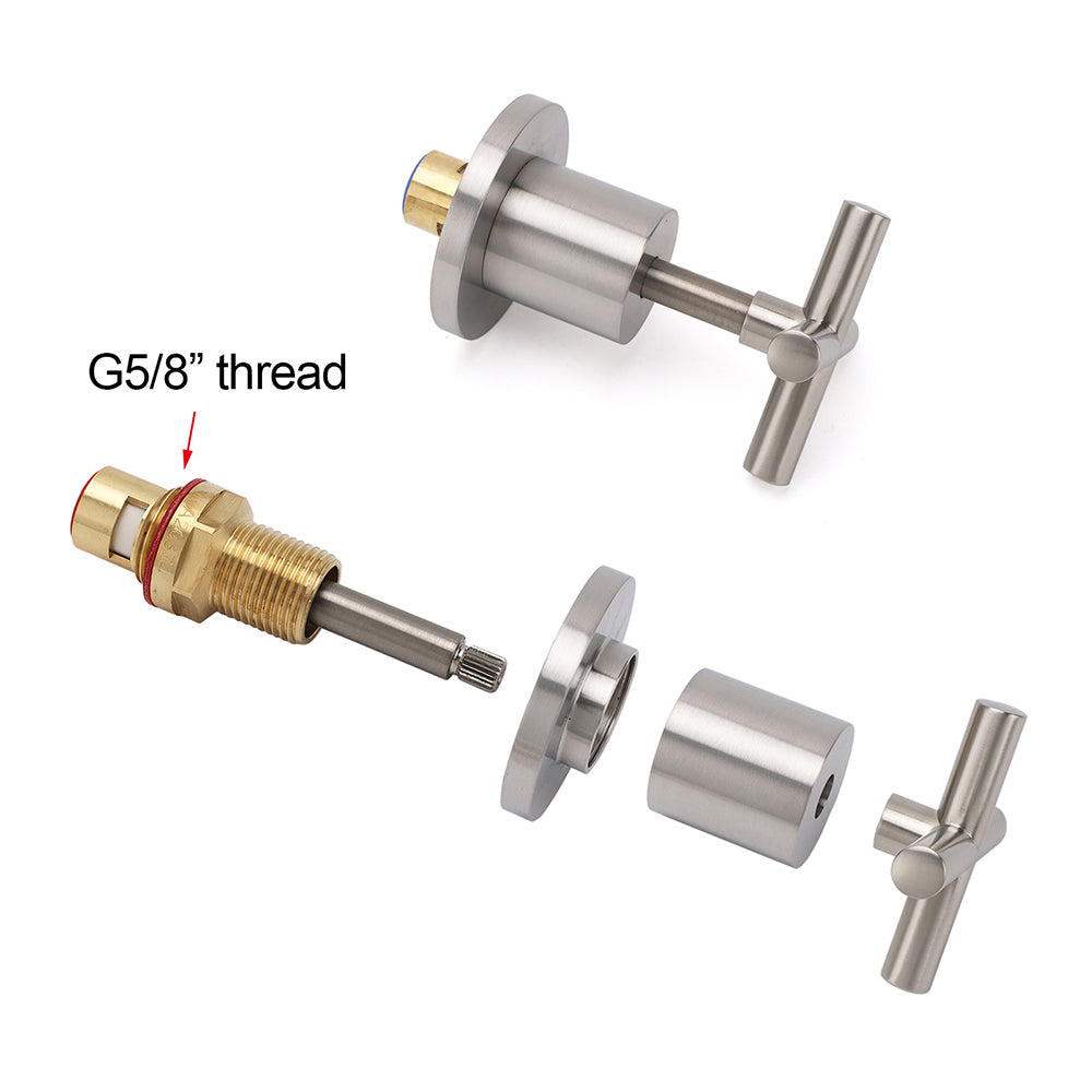 Brushed Nickel 1/4 Turn Twin Shower Taps Set Hot Cold Water Control Vanity Mixer - Image 4
