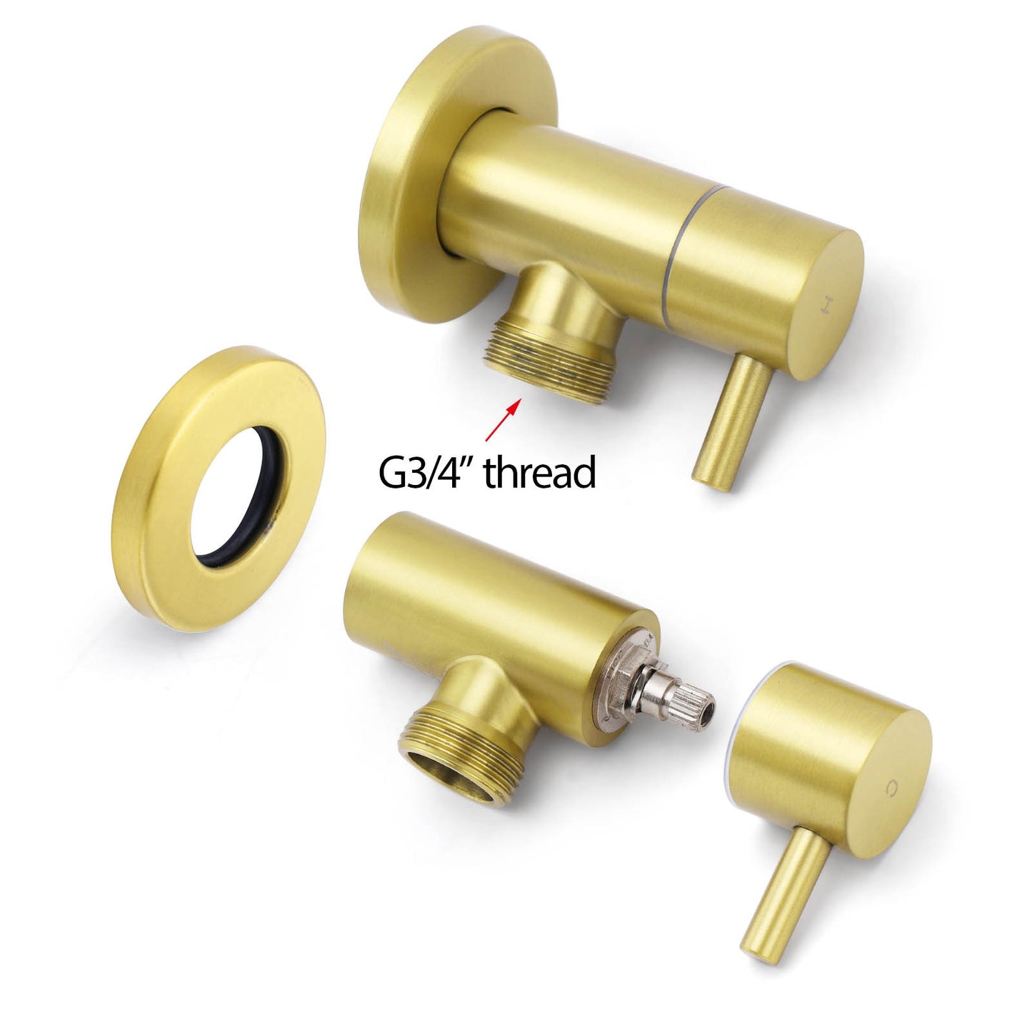 Watermark Brushed Gold Round Washing Machine 1/4 Turn Hot Cold Twin Taps Set - Image 4