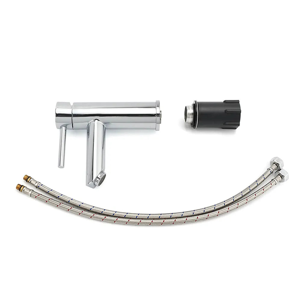 WELS Chrome Short Kitchen Laundry Round Basin Mixer Vanity Sink Faucet Tap Set - Image 7