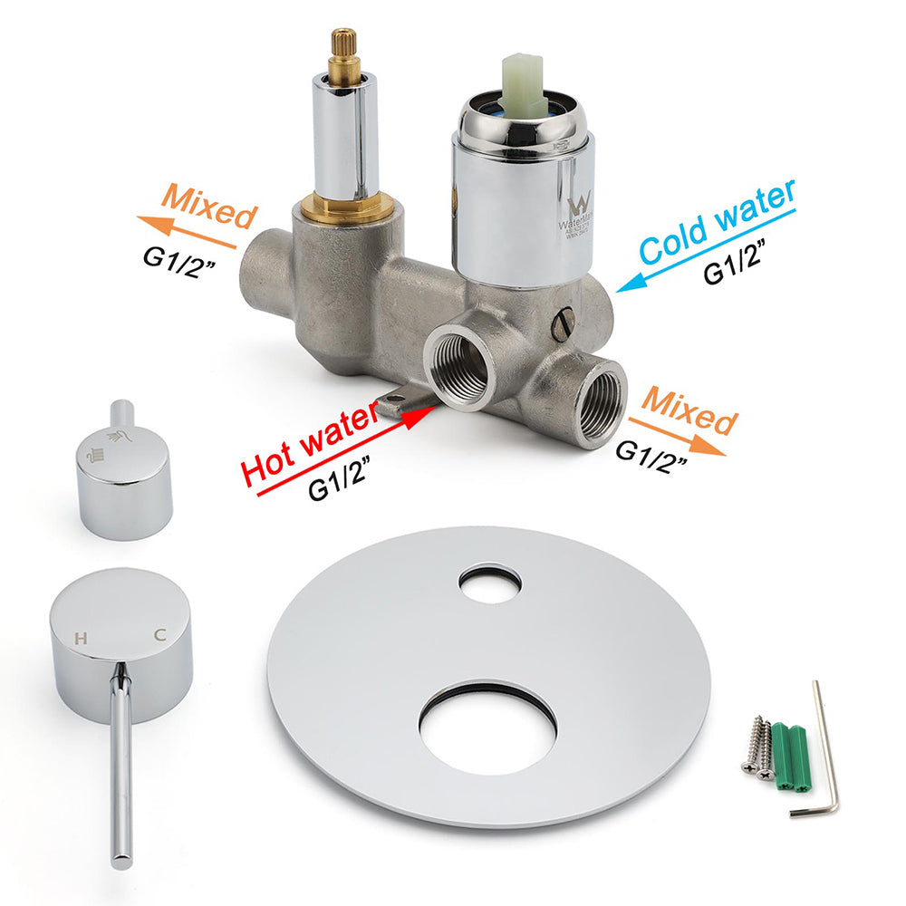 OZ Chrome Round Stainless Steel Shower Mixer 2 Way Switch Diverter For Bath Set - Image 4