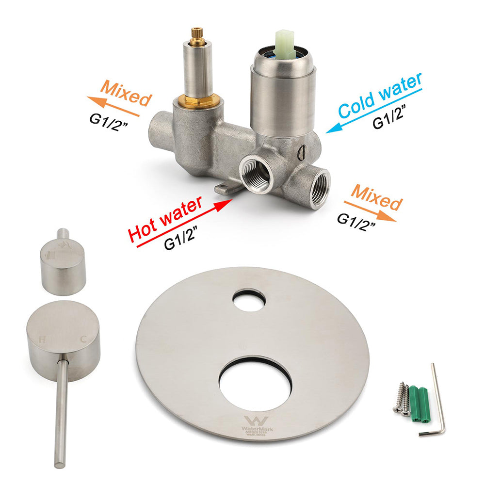 AU Round Stainless Steel Shower Mixer Diverter Brushed Nickel For Bathroom Sets - Image 4