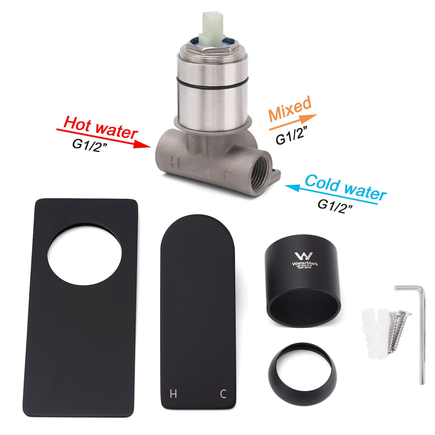 Matte Black Rectangle Shower Mixer Hot Cold Control Tap 35mm Ceramic Cartridge - Image 4