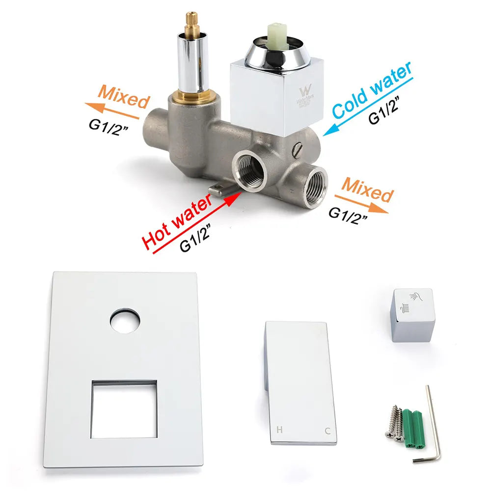 Bathroom Square Shower Mixer Diverter Tap Square Chrome For Spout Shower Head - Image 4