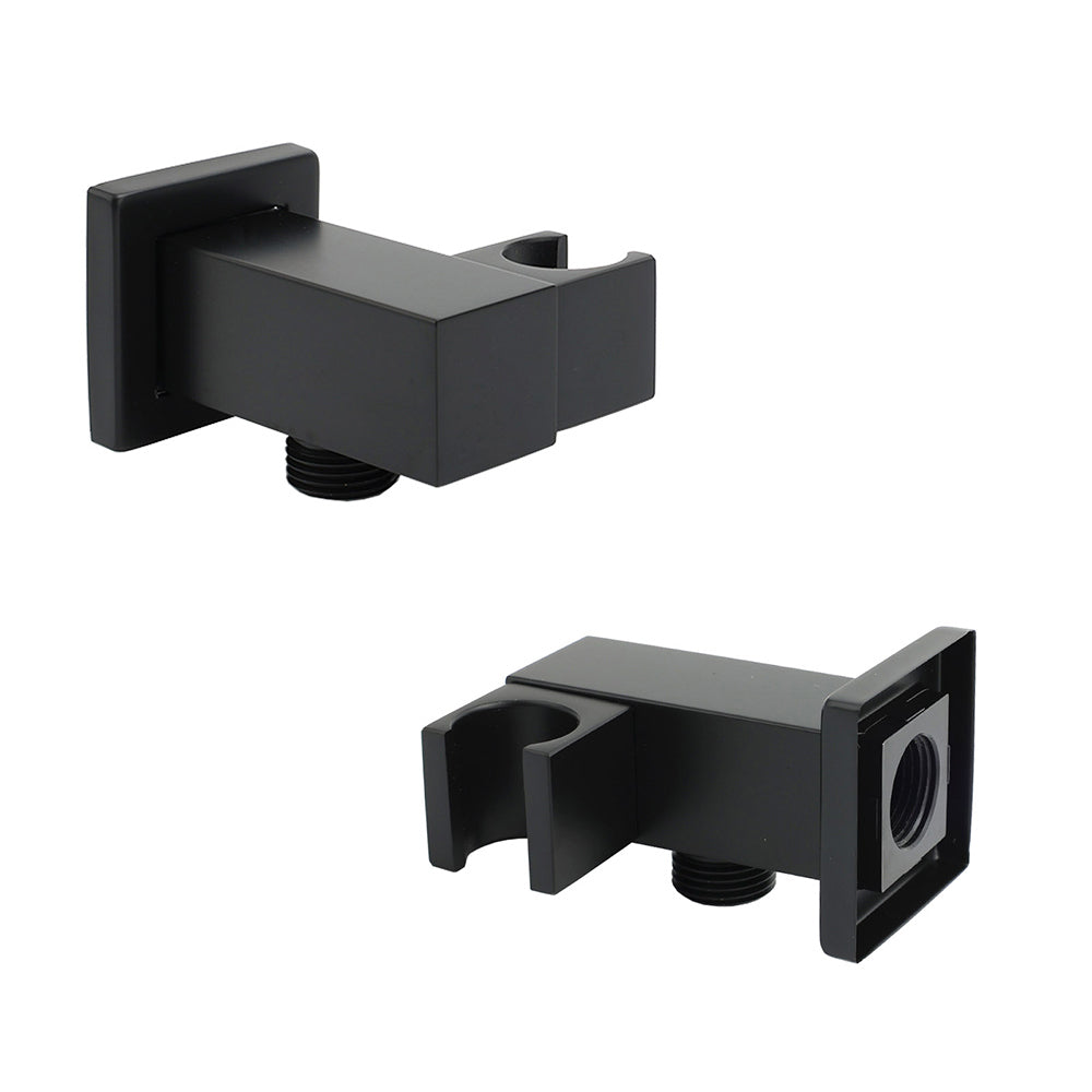 Matt Black Square Water Inlet Shower Head Bracket Adjustable Holder Wall Elbow Connector - Image 3