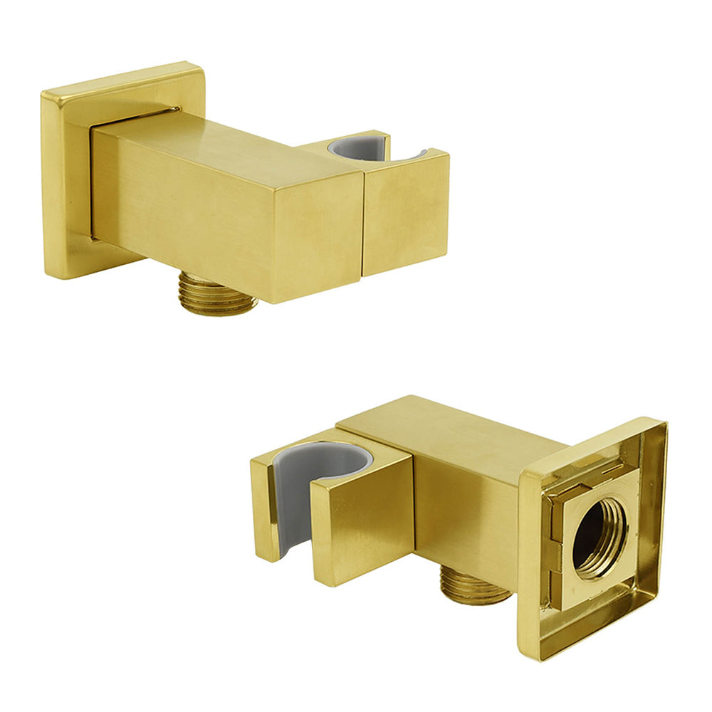 Brushed Gold Swivel Shower Head Holder Bracket Wall Inlet Elbow Water Connector 1/2 Inch - Image 3