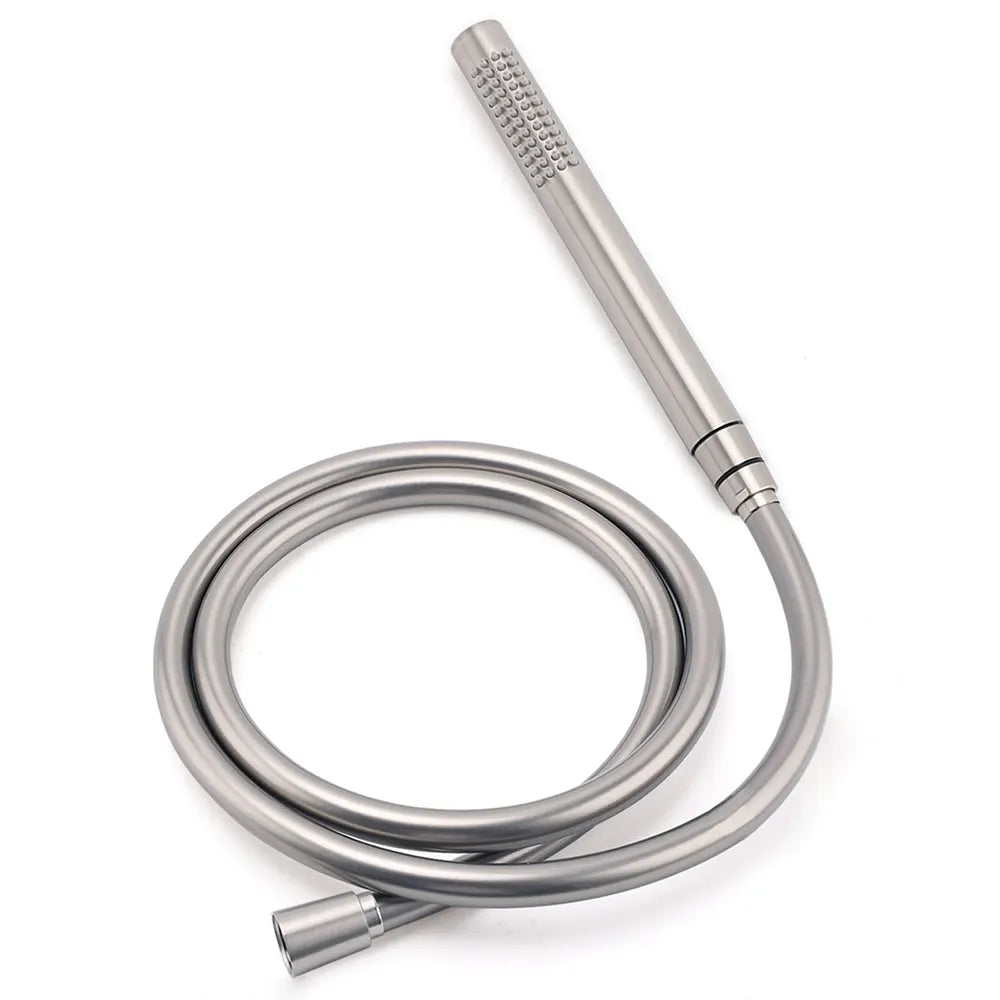 Brushed Nickel Dual Shower Set Sliding Rail Arm 12" Round Head Handheld Hot Cold Control Mixer Valve - Image 7