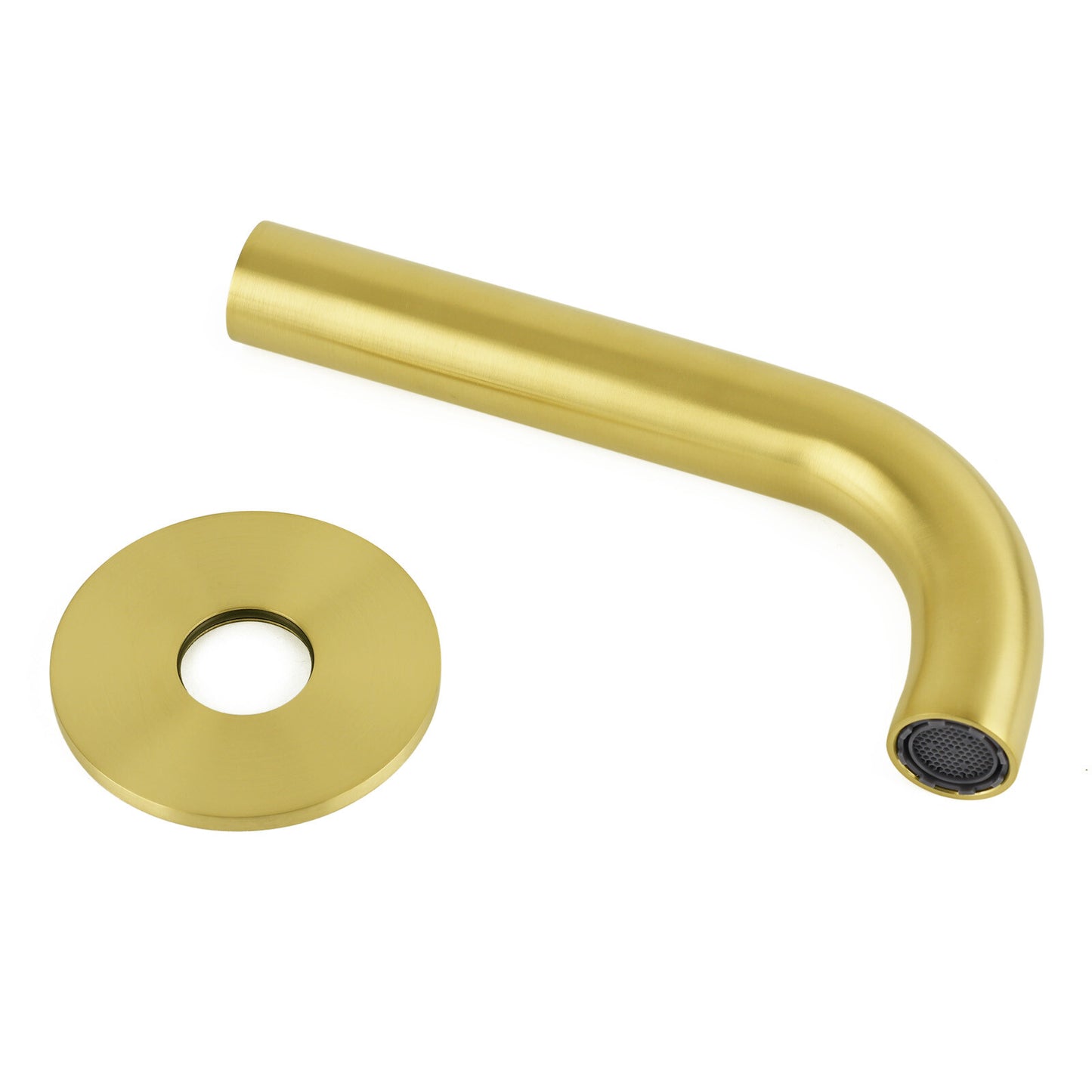 Brushed Gold 150mm Round Curve Faucet Outlet Bathroom Tub Water Filler Spout Set - Image 5