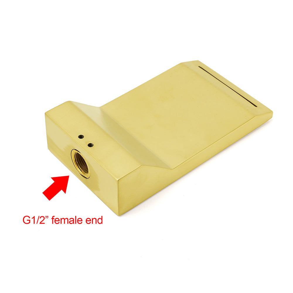 Brushed Gold Square Cubic Shower Bathtub Waterfall Spout Filler Outlet 1/2" End - Image 4