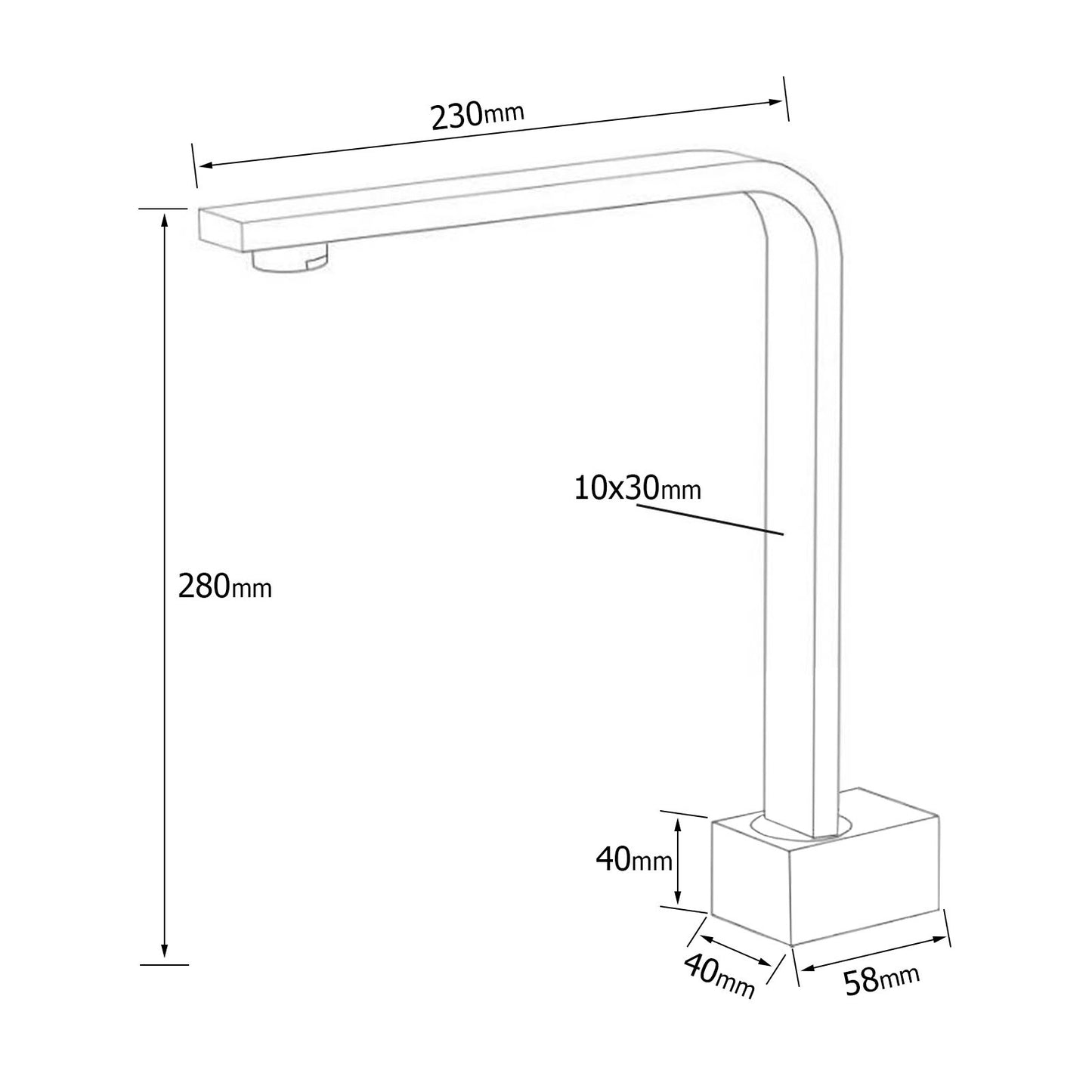 Brushed Nickel Square Spout Gooseneck Arm High Rise Bathtub Filler Water Outlet - Image 6