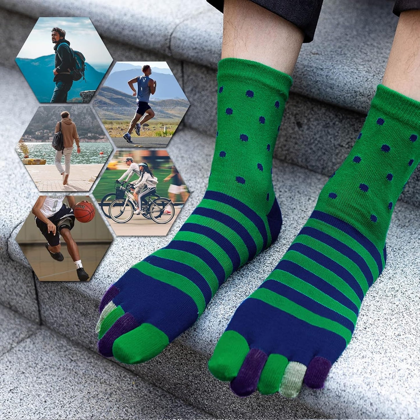 Men's 5 Finger Socks with Split Toe Socks, Sports Five Finger Socks for Men - Image 5