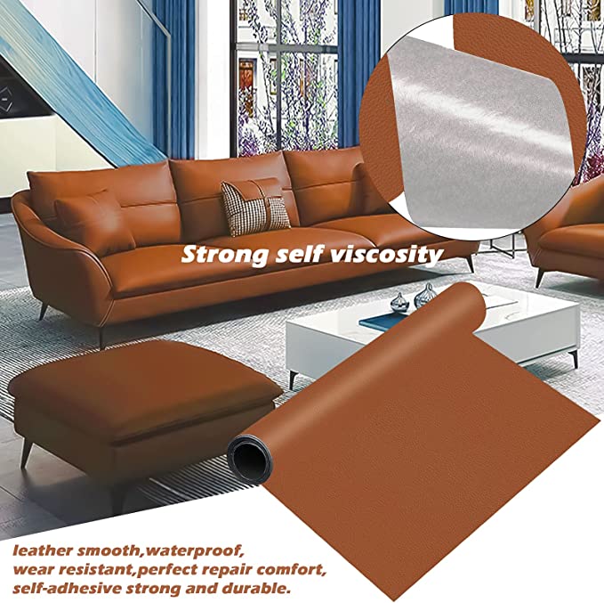 INF Self-Adhesive Repair Patch Faux Leather 50x138 cm Light Brown - Image 4