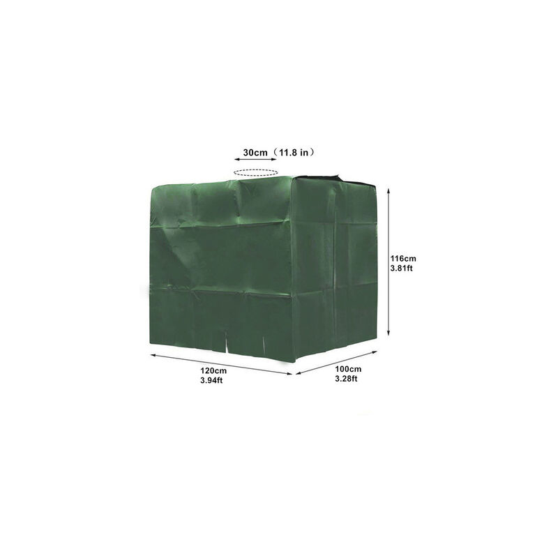Water Tank Cover, IBC Tank Cover for 1000L Tank, Water Tank Container Protective Cover, Dustproof Anti-UV Anti-Rain, 120x100x116cm (Green) - Image 4
