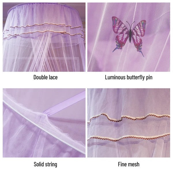 Universal Bed Canopy Dome Bedspread Mosquito Net Tulle Children's Bed Children's Room Princess Double Bed Easy to Install, Purple - Image 5